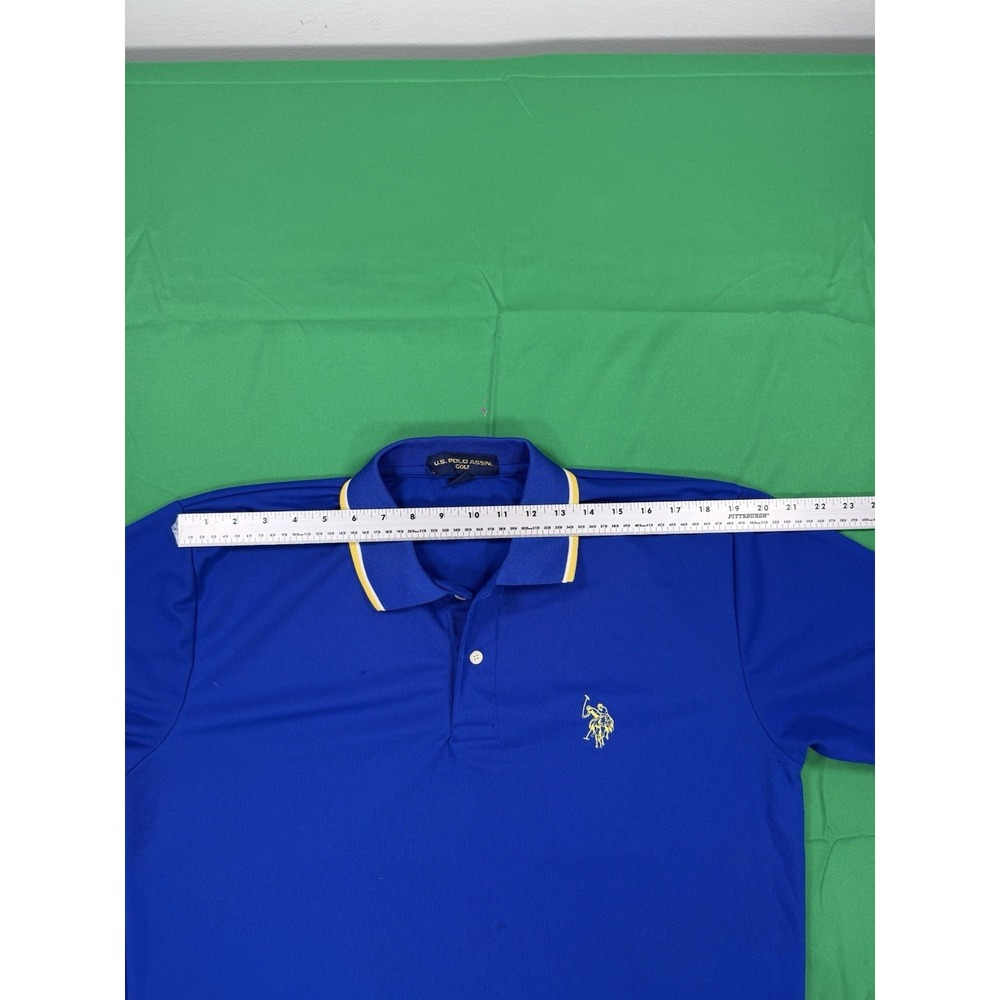 U.S. Polo Assn Golf Polo Shirt Mens Large Blue Yellow Performance Short Sleeve - Picture 4 of 10